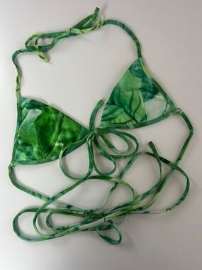 ALT. swim Green Tie-Dye Triangle Bikini Top strappy XS